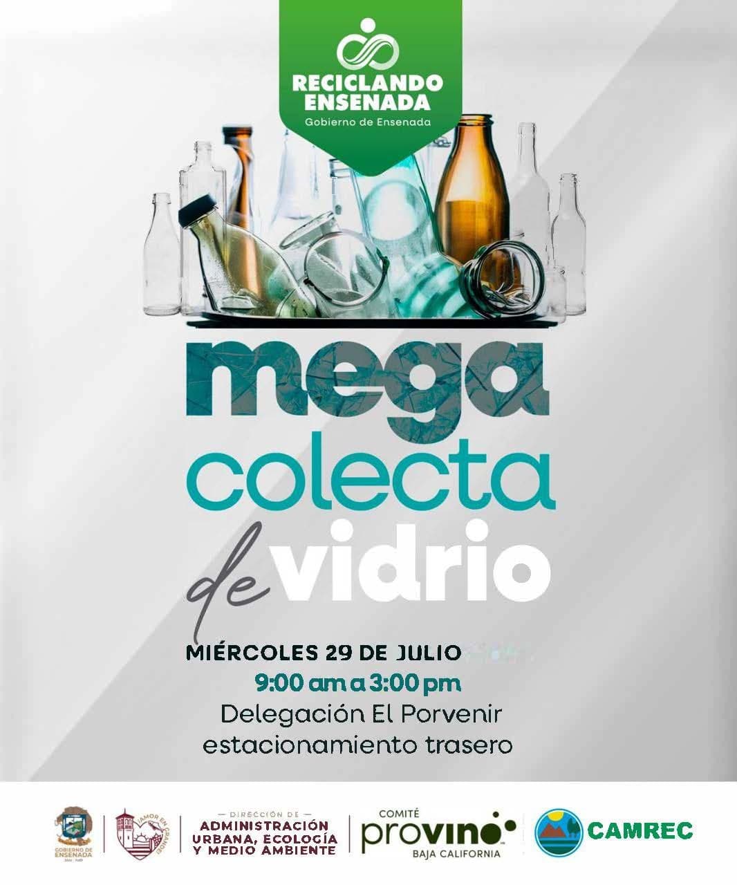 Llevan jornada de acopio de vidrio al Valle de Guadalupe este miércoles