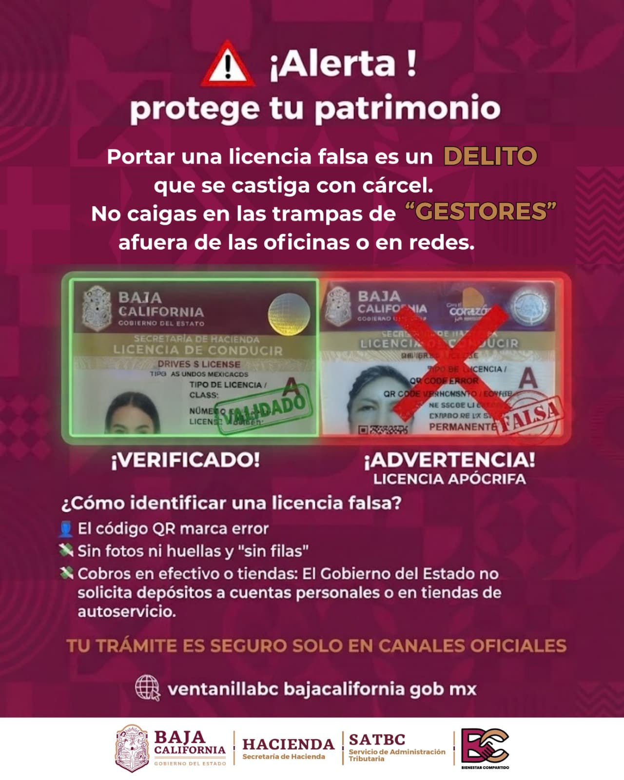 Advierte Secretaría de Hacienda sobre uso de licencias falsas; los trámites se realizan exclusivamente en oficinas de Recaudación del Estado