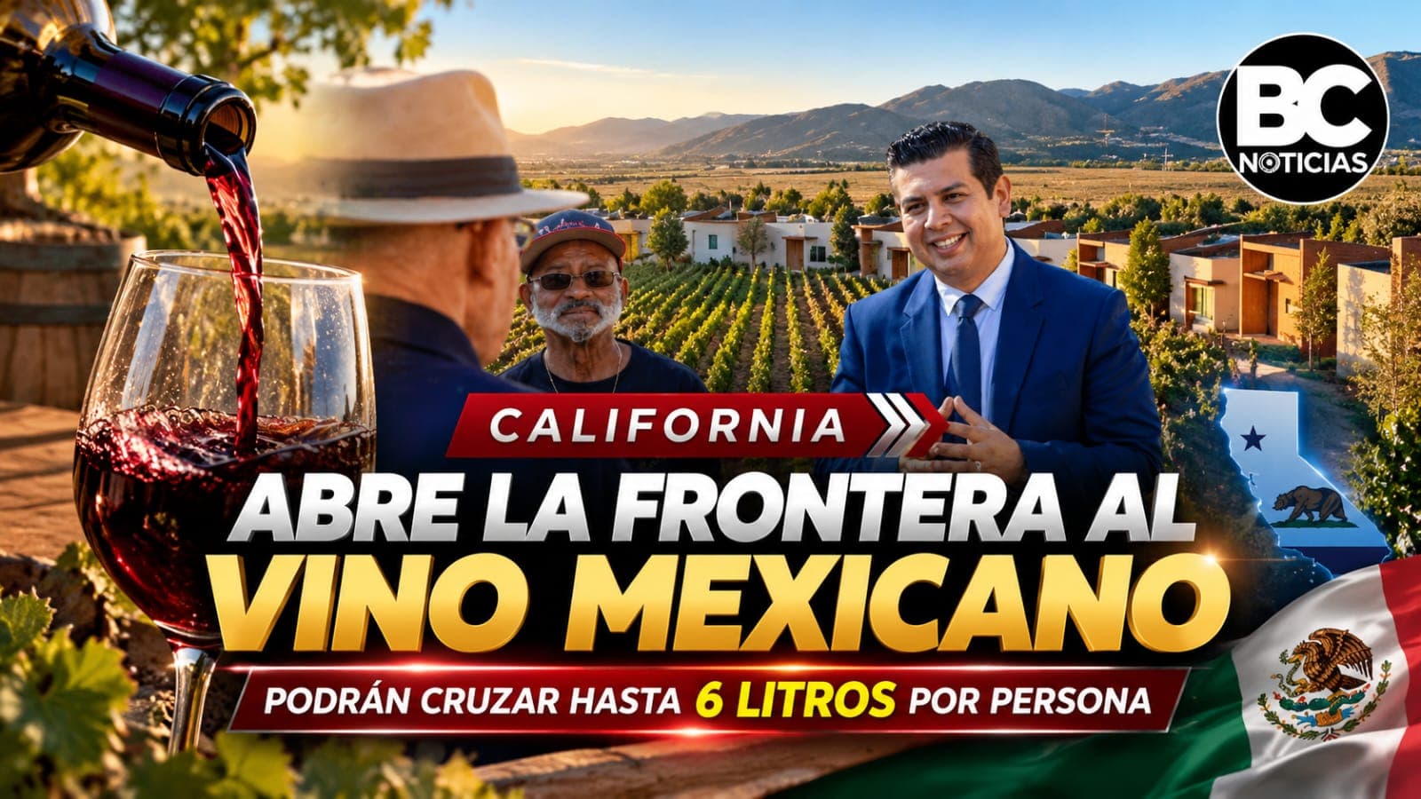 California abre la frontera a más vino mexicano; podrán cruzar hasta seis litros por persona
