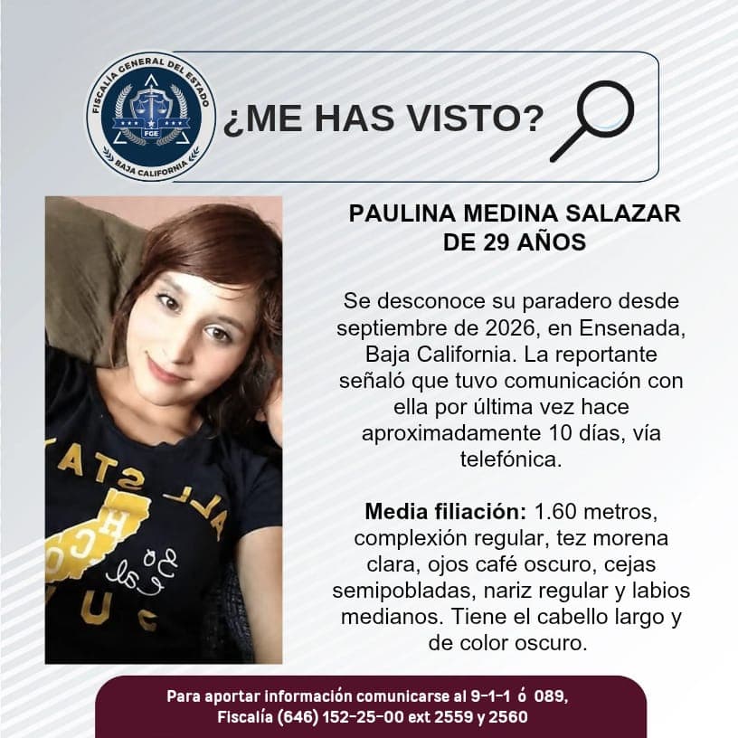 Pesquisa de Paulina Medina Salazar, de 29 años, desaparecida en Ensenada