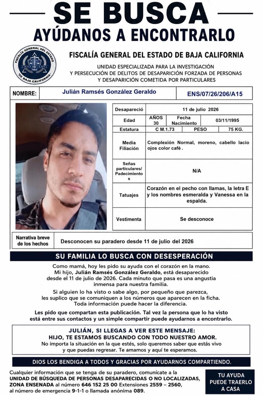En marcha búsqueda de Julián Ramsés González