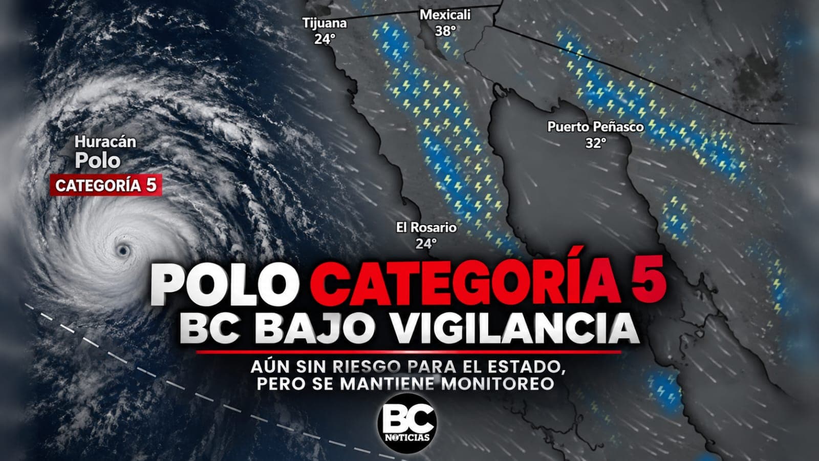 Vigila Protección Civil al huracán Polo; por ahora no representa riesgo para Baja California