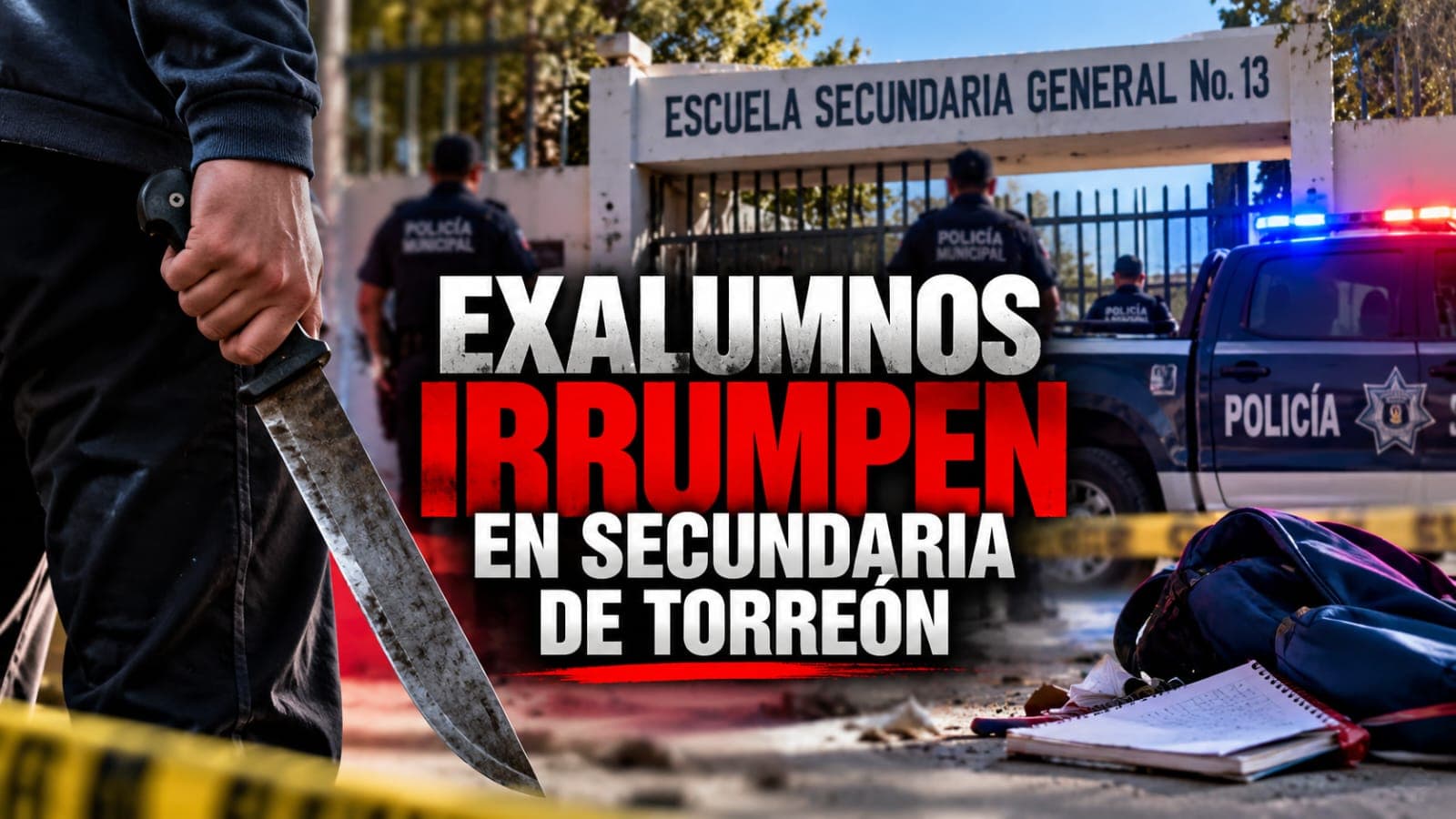 Exalumnos irrumpen con machetes en secundaria de Torreón; matan a subdirectora