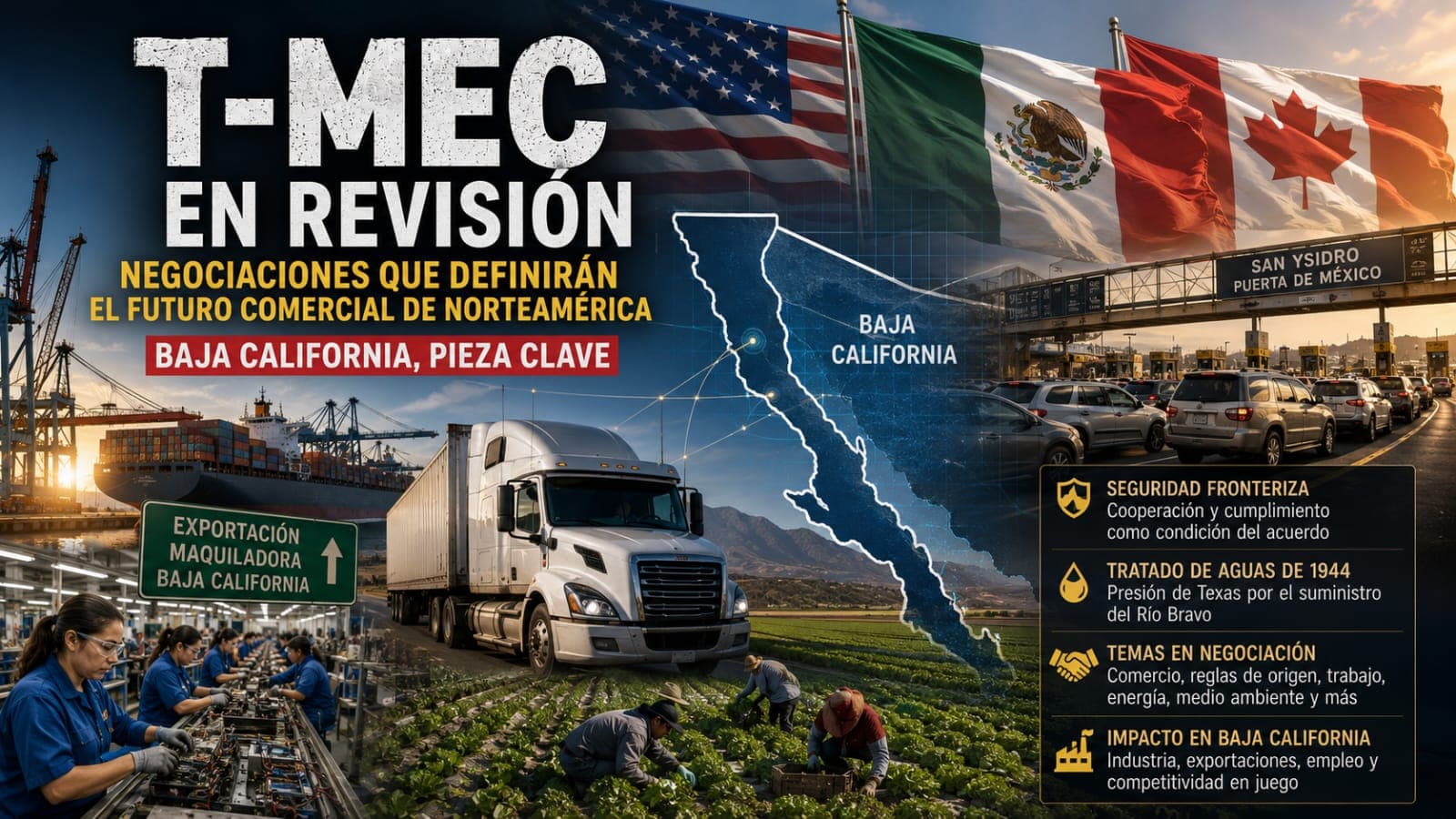 Revisión del T-MEC entra en fase decisiva; EU condiciona acuerdos a seguridad y agua