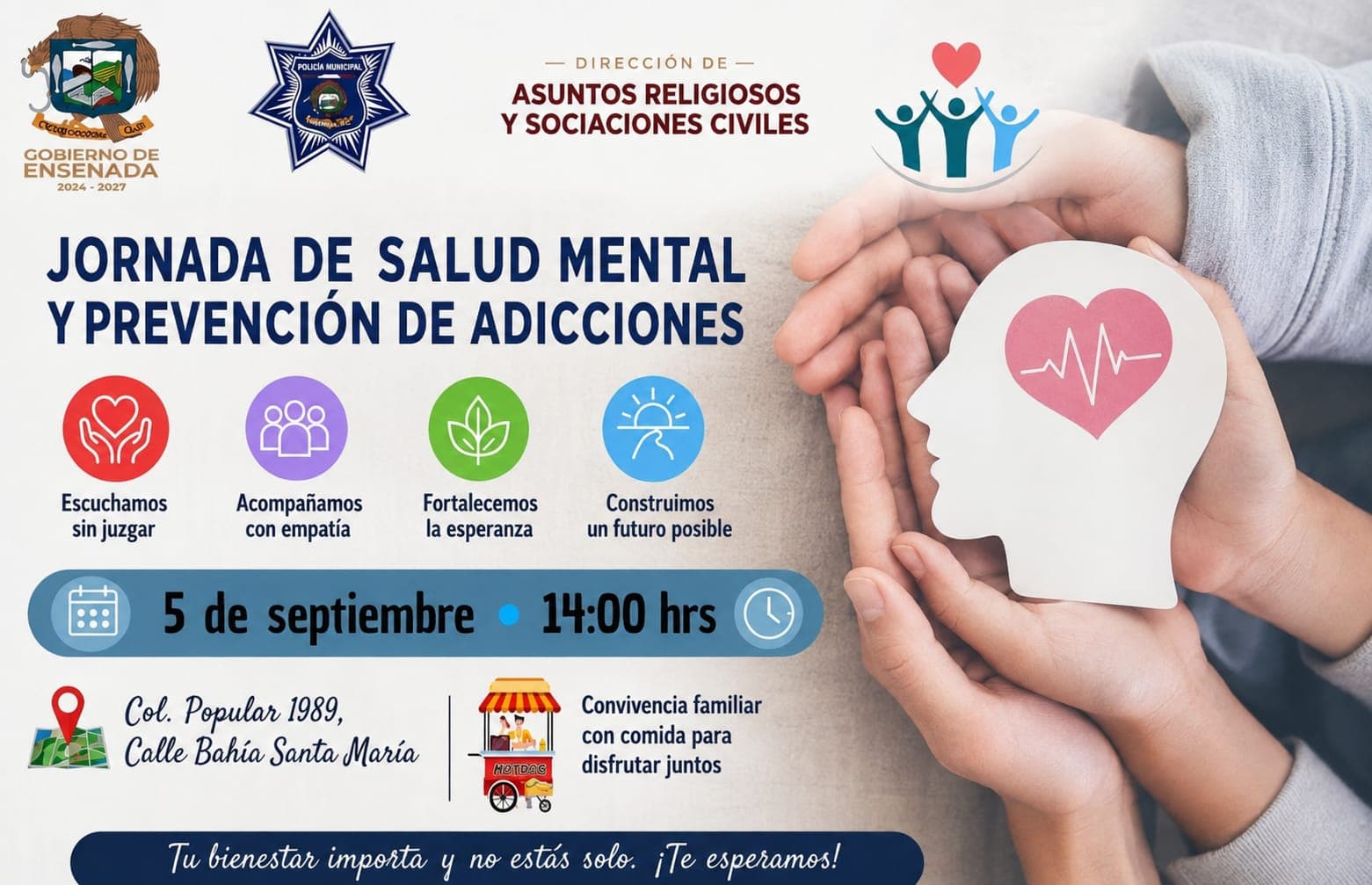 Jornada de salud mental y prevención de adicciones llegará a la colonia Popular 1989