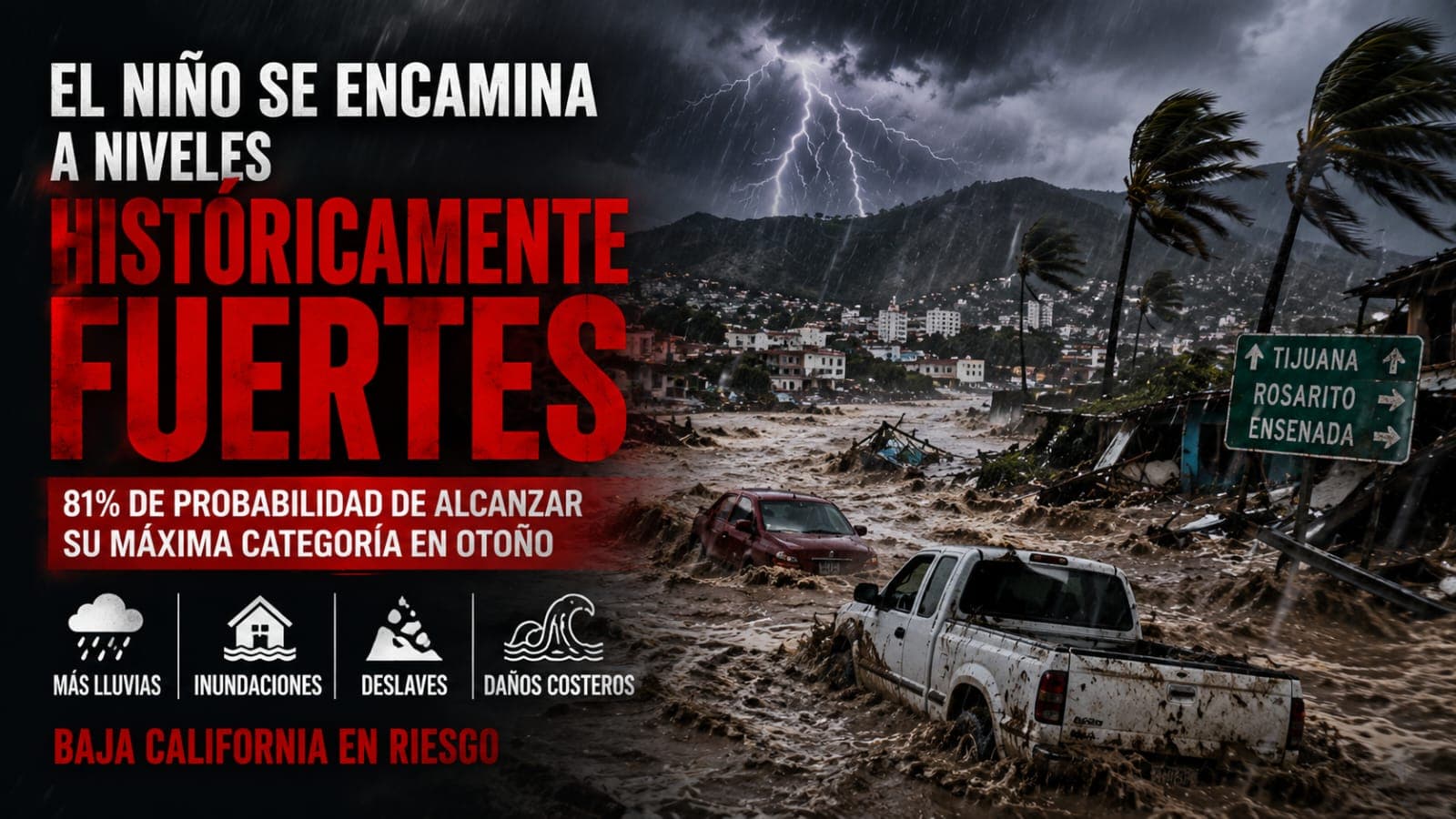El Niño escala a nivel histórico y pone a Baja California frente a un invierno de riesgo
