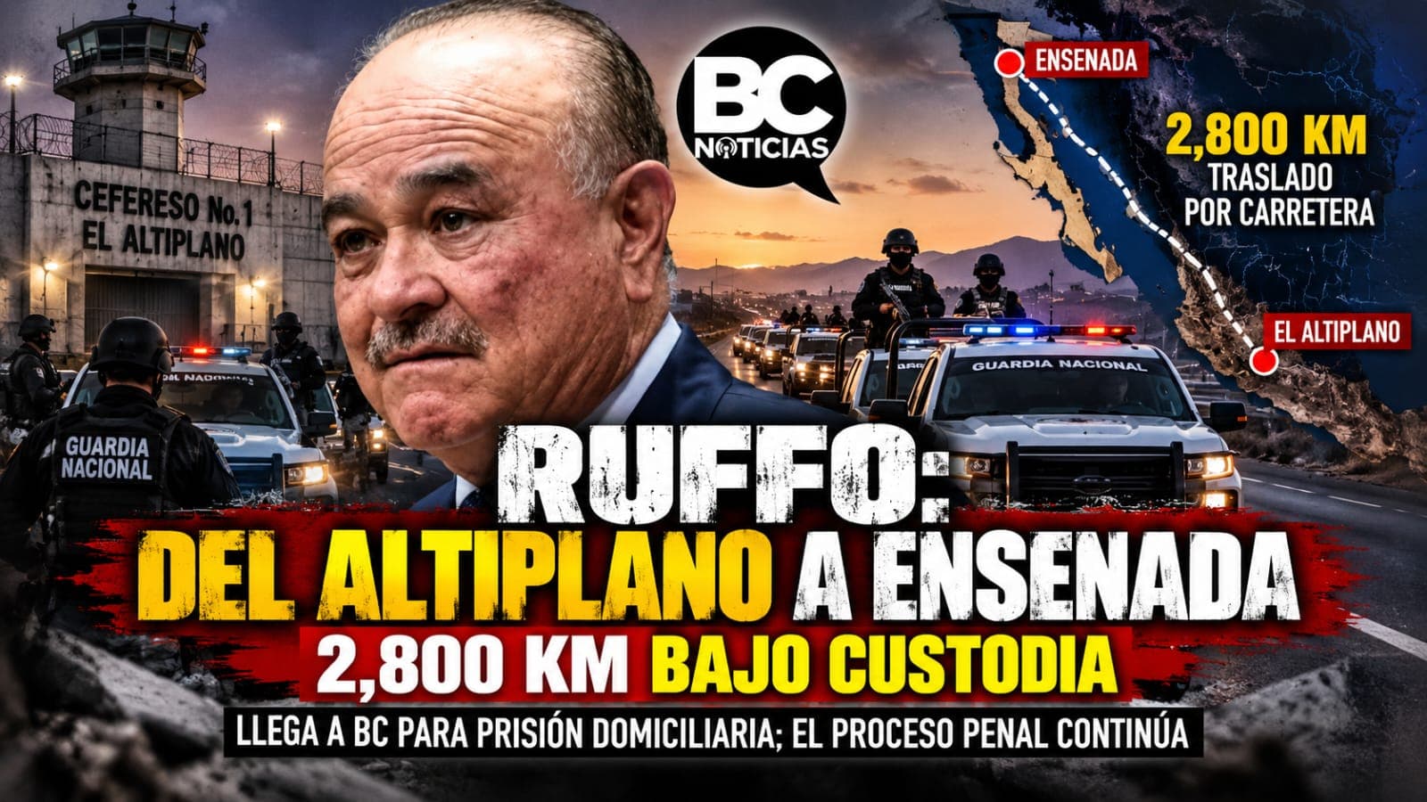 Ruffo cruza México por tierra rumbo a Ensenada; familia espera su llegada entre hoy y el lunes