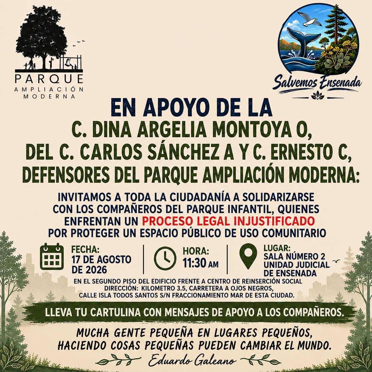 Defensa del Parque Ampliación Moderna llega a tribunales; vecinos convocan a audiencia